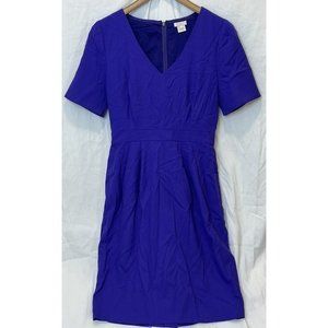J Crew Super 120s Size 6 Purple Wool Vneck Shift Dress